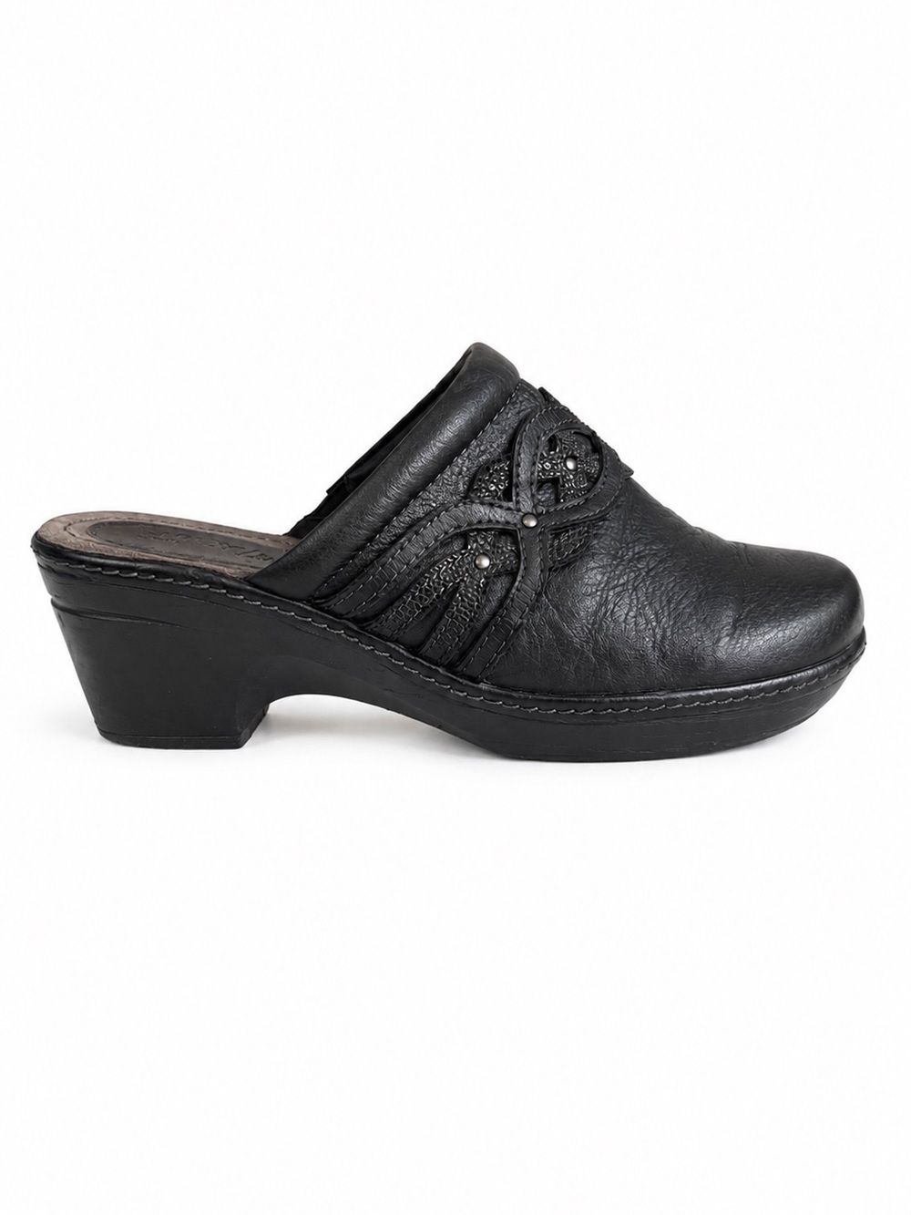 Eurosoft by Sofft Britta Leather Clogs Mules Black Block Heel Size 8